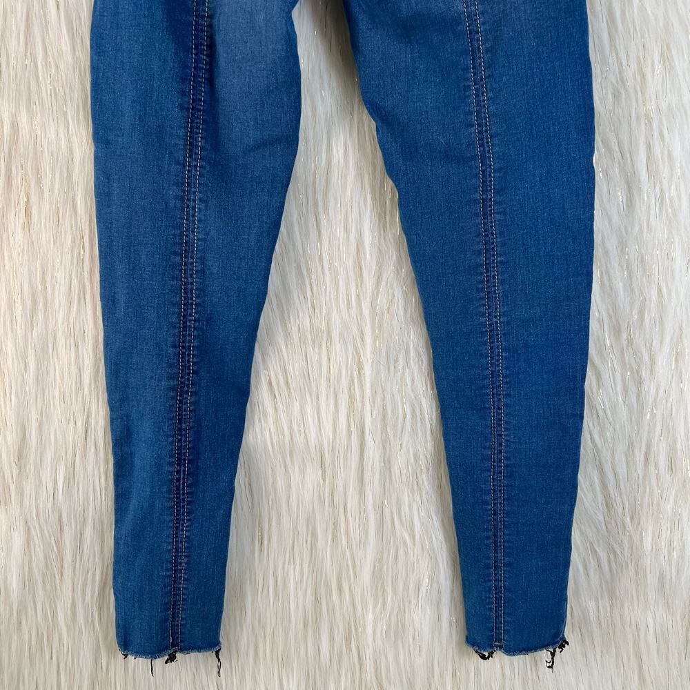 Free People Women Pull Up Jeggings Stretch Front Ankle Slit Med Wash Mid Rise 26 - Picture 7 of 10
